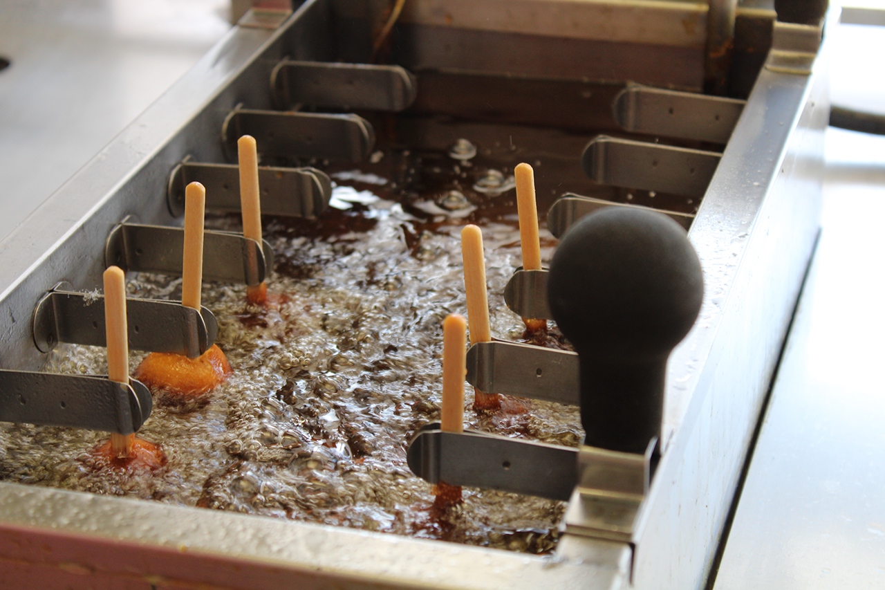 Corn Dogs being made